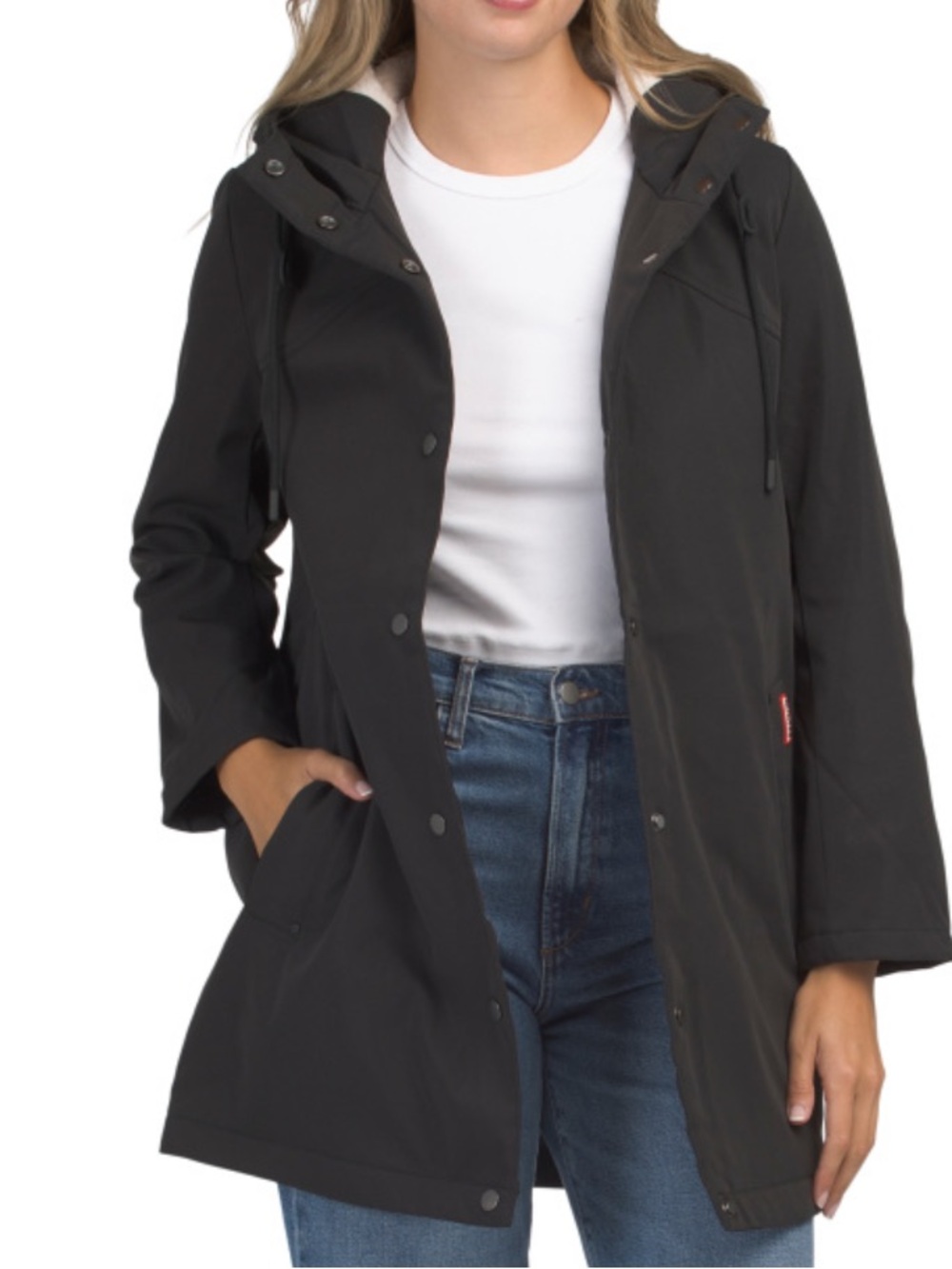 Hunter Women's Black Hooded Rain Jacket